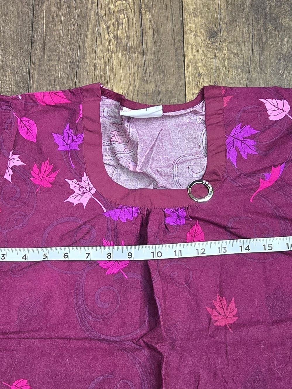 Smart Scrubs Plum Leaf Print Tunic Top - Picture 3 of 5